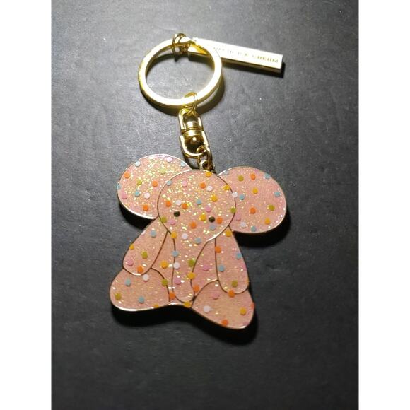 Museum Of Ice Cream Elephant Keychain Sparkles Pink Polka Dots Gold Tone - Picture 5 of 6
